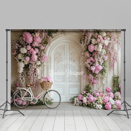 Lofaris Floral White Wall Relaxed Bicycle Wedding Backdrop