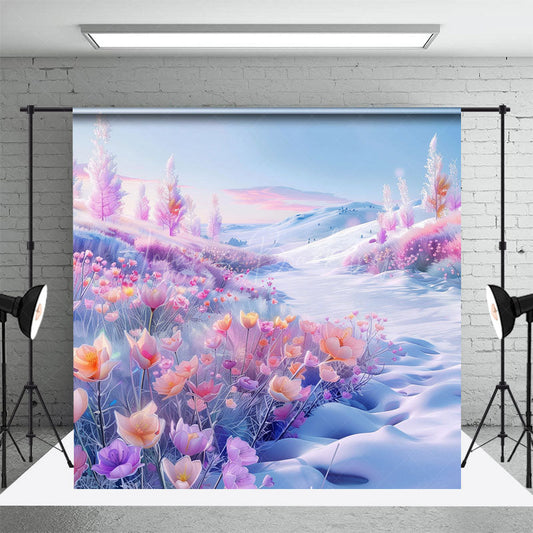 Lofaris Floral Winter Ice Path Photography Backdrop