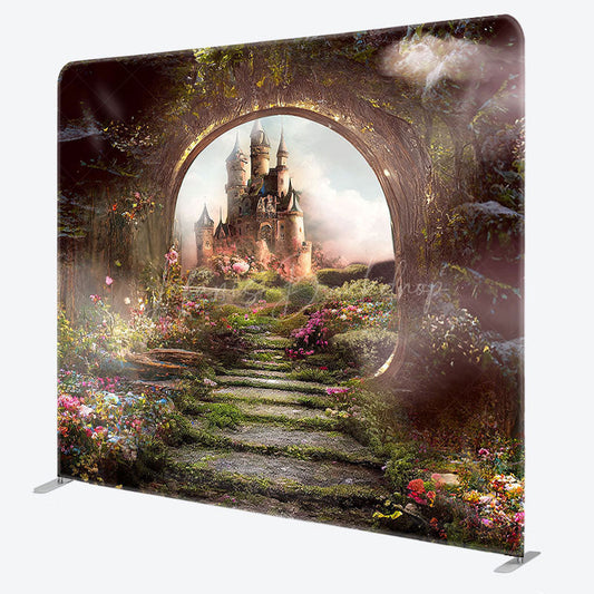 Lofaris Floral Wonderland Castle Square Tension Backdrop