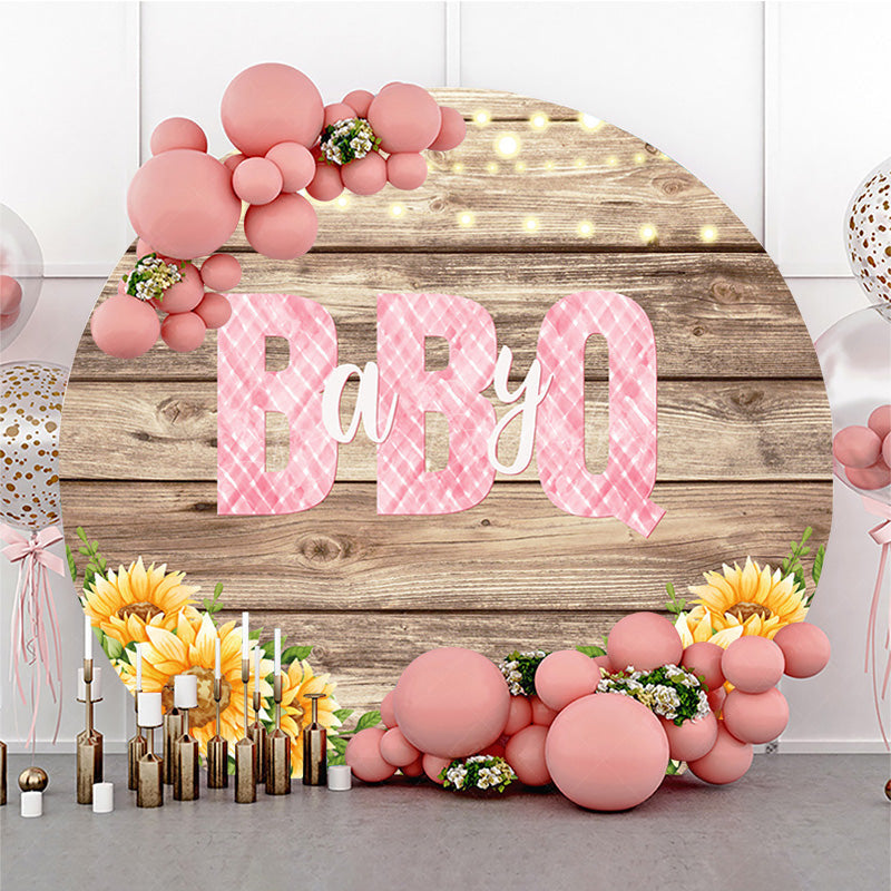 Lofaris Floral Wooden Barbecue Circle Baby Shower Backdrop