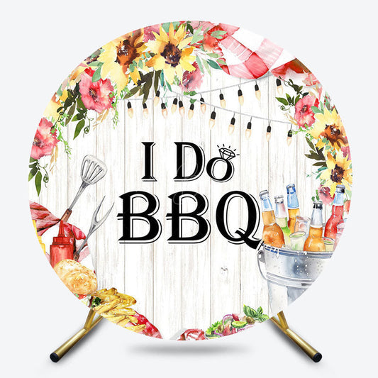 Lofaris Floral Wooden I Do Bbq Round Bridal Shower Backdrop