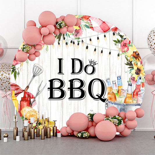 Lofaris Floral Wooden I Do Bbq Round Bridal Shower Backdrop