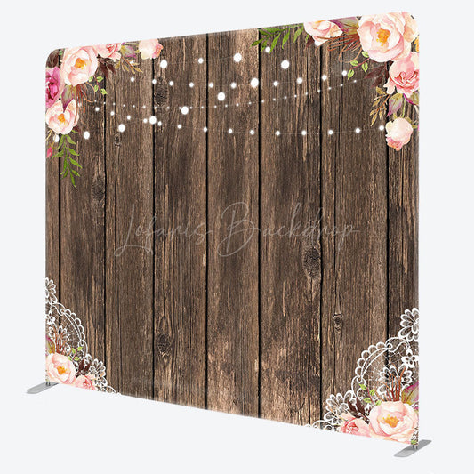 Lofaris Floral Wooden Lace Pattern Square Tension Backdrop