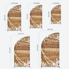 Lofaris Floral Wooden Lights Spring Wedding Half Moon Arch Backdrop