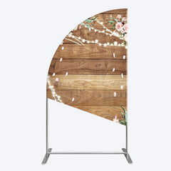 Lofaris Floral Wooden Lights Spring Wedding Half Moon Arch Backdrop