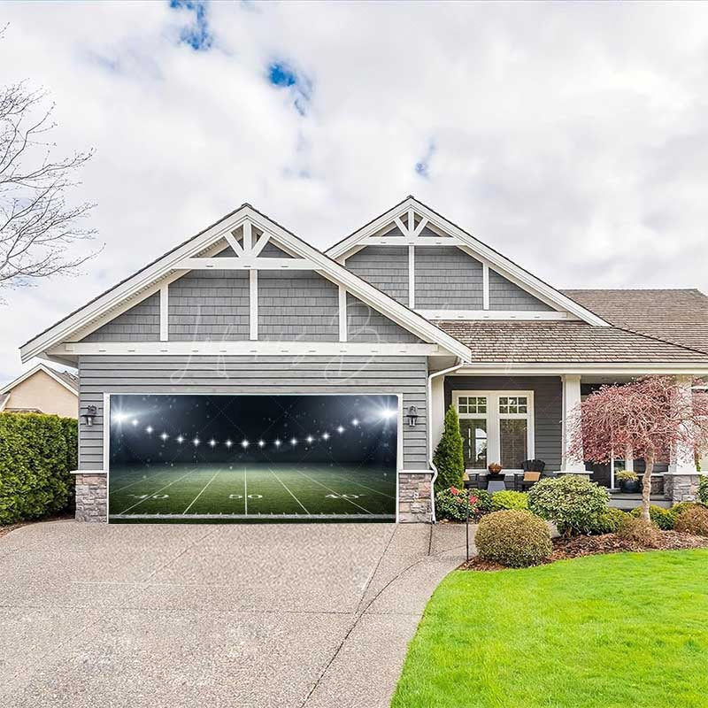 Lofaris Football Field Match Stadium Light Garage Door Banner