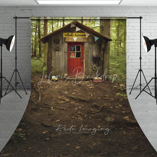 Lofaris Forest Clubhouse Shack Backdrop Rustic Kids Treehouse and Woodland Scene Adventure Birthday Background