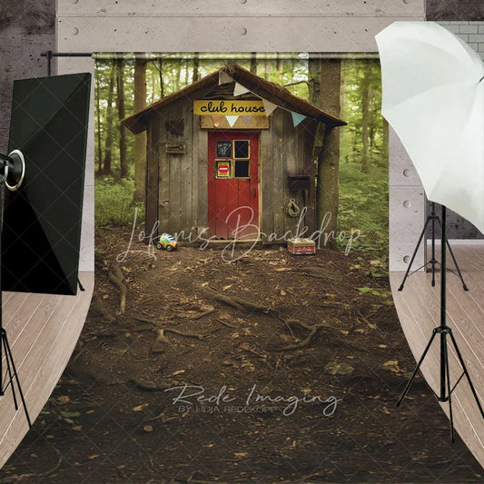 Lofaris Forest Clubhouse Shack Backdrop Rustic Kids Treehouse and Woodland Scene Adventure Birthday Background