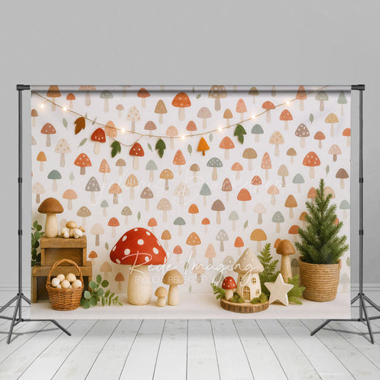 Lofaris Forest Mushroom World Plants Cake Smash Backdrop