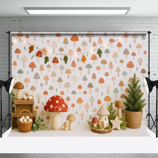 Lofaris Forest Mushroom World Plants Cake Smash Backdrop