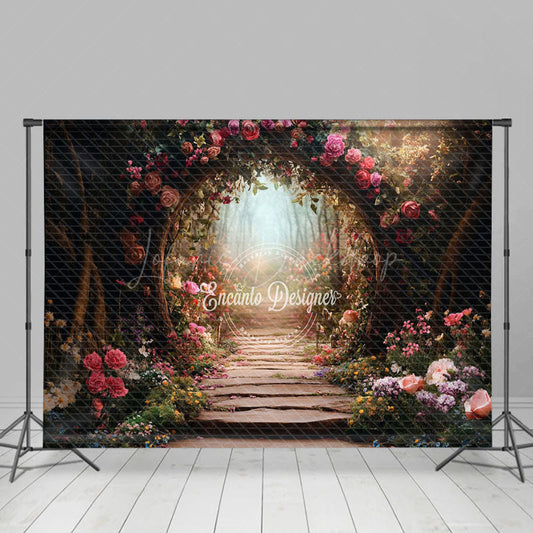 Lofaris Forest Romantic Floral Arch Path Photo Backdrop