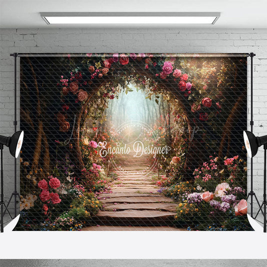 Lofaris Forest Romantic Floral Arch Path Photo Backdrop