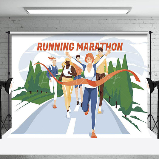 Lofaris Forest Track Running Marathon Sports Party Backdrop