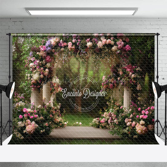 Lofaris Forest White Pavilion Romantic Floral Wedding Backdrop