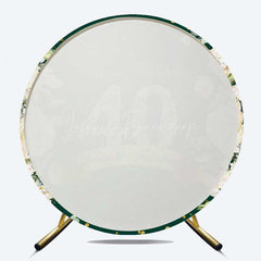 Lofaris Forty and Fabulous 40th Birthday Round Backdrop Emerald Green with Diamonds Elegant Women’s Milestone Party Decor