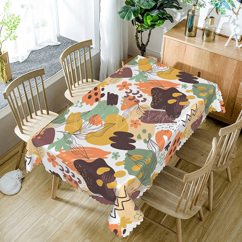 Lofaris Fresh Abstract Art Tablecloth with Earthy Tones Modern and Natural Design for Contemporary Decor