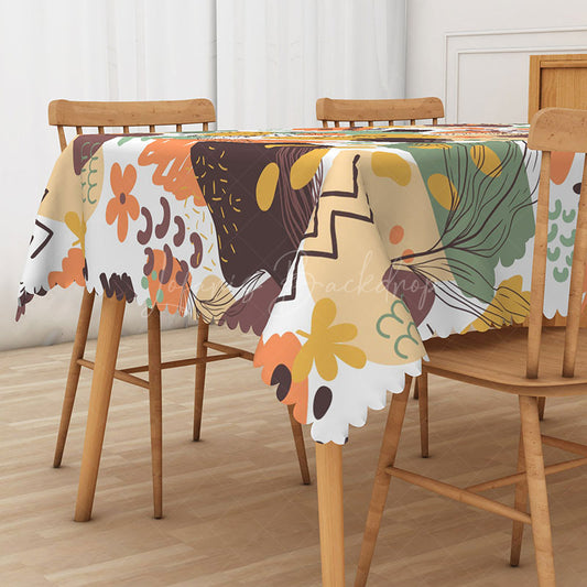 Lofaris Fresh Abstract Art Tablecloth with Earthy Tones Modern and Natural Design for Contemporary Decor