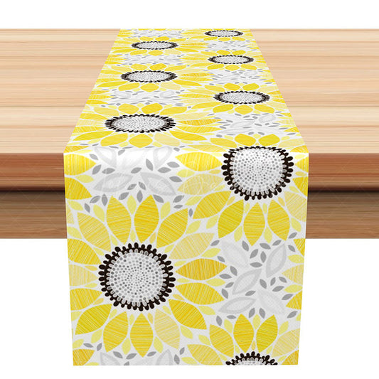 Lofaris Fresh and Abstract Sunflower Spring Table Runner Modern Yellow Floral Design Summer Farmhouse Kitchen Decor