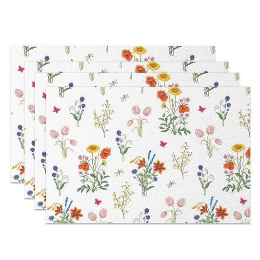 Lofaris Fresh and Bright Spring Floral Placemats Set of 4 for Easter Holiday Cheerful Garden Party Decor