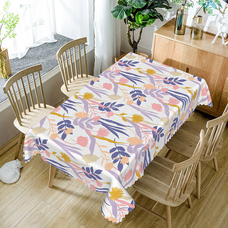 Lofaris Fresh and Sweet Rectangle Tablecloth with Colorful Plant Pattern for Fun Modern Kitchen Dining Decor
