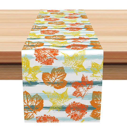 Lofaris Fresh Autumn Table Runner with Warm Maple Leaves Print for Seasonal and Thanksgiving Kitchen Decor
