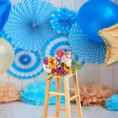Lofaris Fresh Blue Balloons Birthday Cake Smash Backdrop