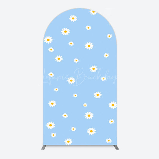Lofaris Fresh Blue Spring Daisy Happy Birthday Arch Backdrop