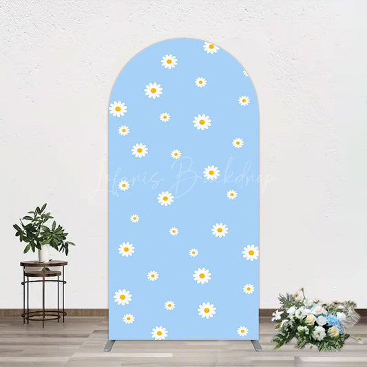 Lofaris Fresh Blue Spring Daisy Happy Birthday Arch Backdrop
