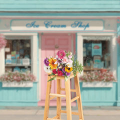 Lofaris Fresh Blue Wall Dessert Shop Floral Photo Backdrop