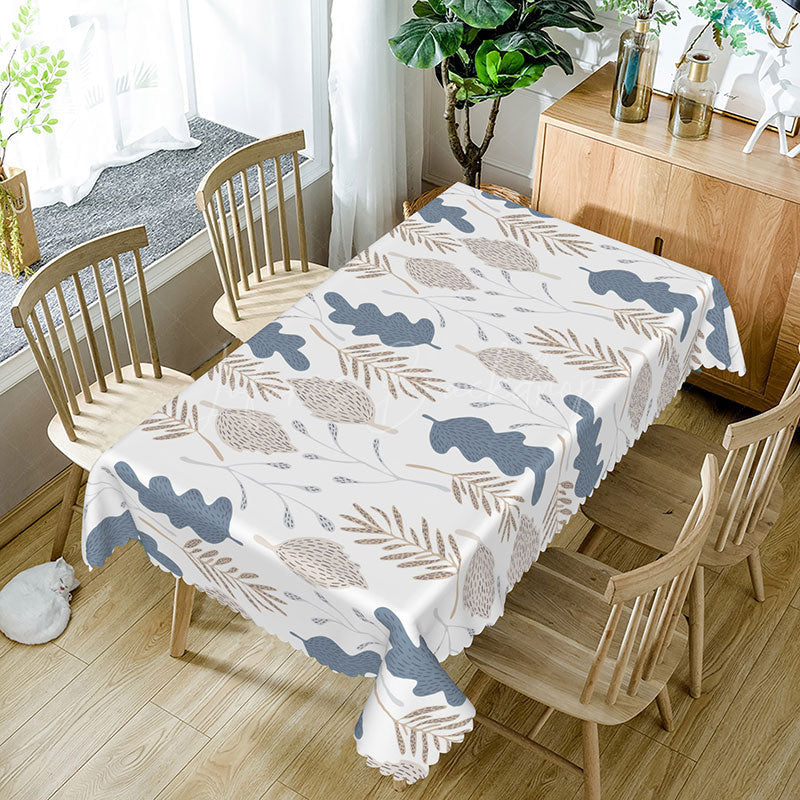 Lofaris Fresh Boho Rectangle Tablecloth with Creative Leaf Shapes for Modern and Artistic Botanical Decor