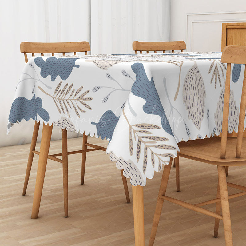 Lofaris Fresh Boho Rectangle Tablecloth with Creative Leaf Shapes for Modern and Artistic Botanical Decor