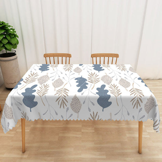 Lofaris Fresh Boho Rectangle Tablecloth with Creative Leaf Shapes for Modern and Artistic Botanical Decor