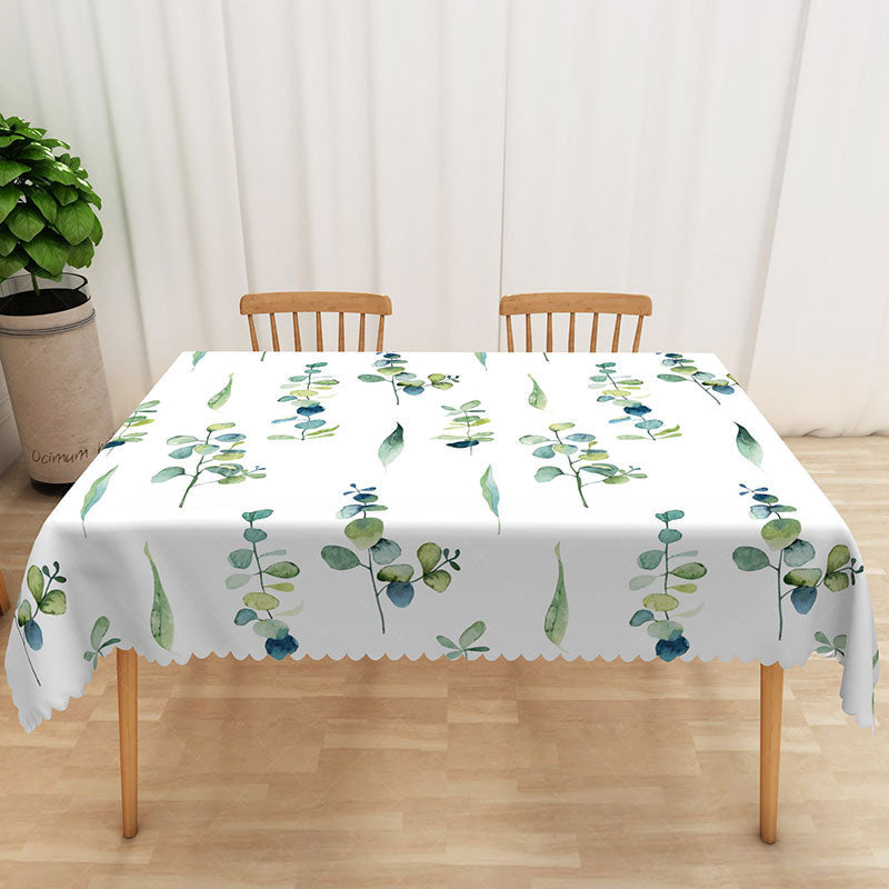 Lofaris Fresh Boho Spring Tablecloth with Green Leaves for Botanical Themed Wedding or Baby Shower Decor