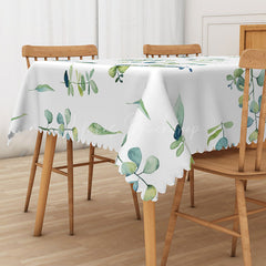 Lofaris Fresh Boho Spring Tablecloth with Green Leaves for Botanical Themed Wedding or Baby Shower Decor