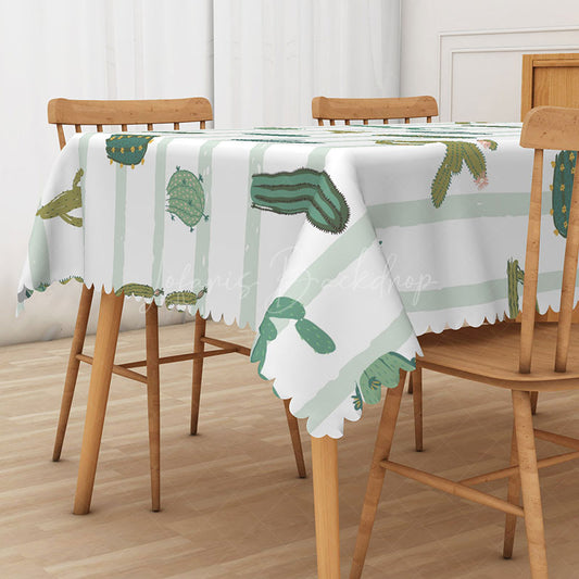 Lofaris Fresh Boho Tablecloth with Green Desert Cactus for Southwest and Succulent Themed Kitchen Decor