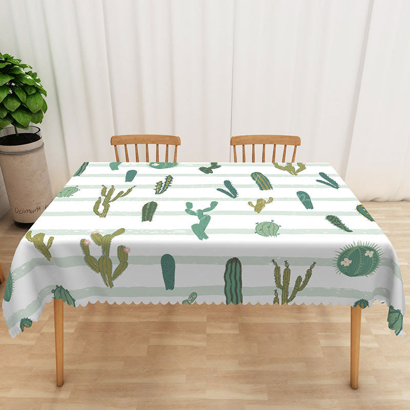 Lofaris Fresh Boho Tablecloth with Green Desert Cactus for Southwest and Succulent Themed Kitchen Decor