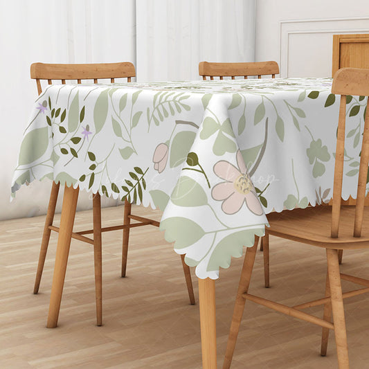 Lofaris Fresh Cartoon Floral Tablecloth with Cute Flowers and Leaves for Kids Spring Party Cheerful Decor