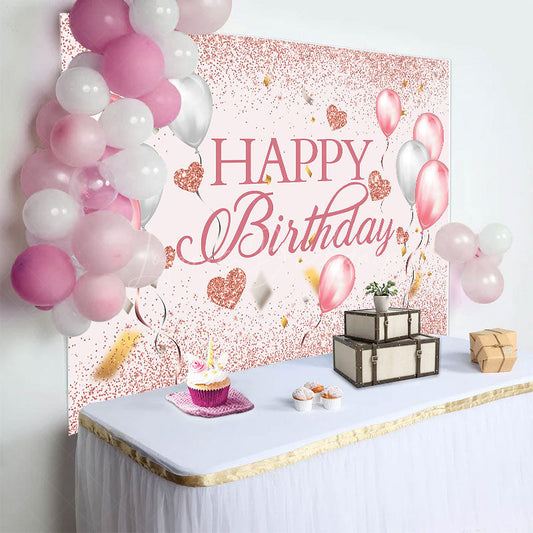 Lofaris Fresh Color Balloons Glitter Happy Birthday Backdrop