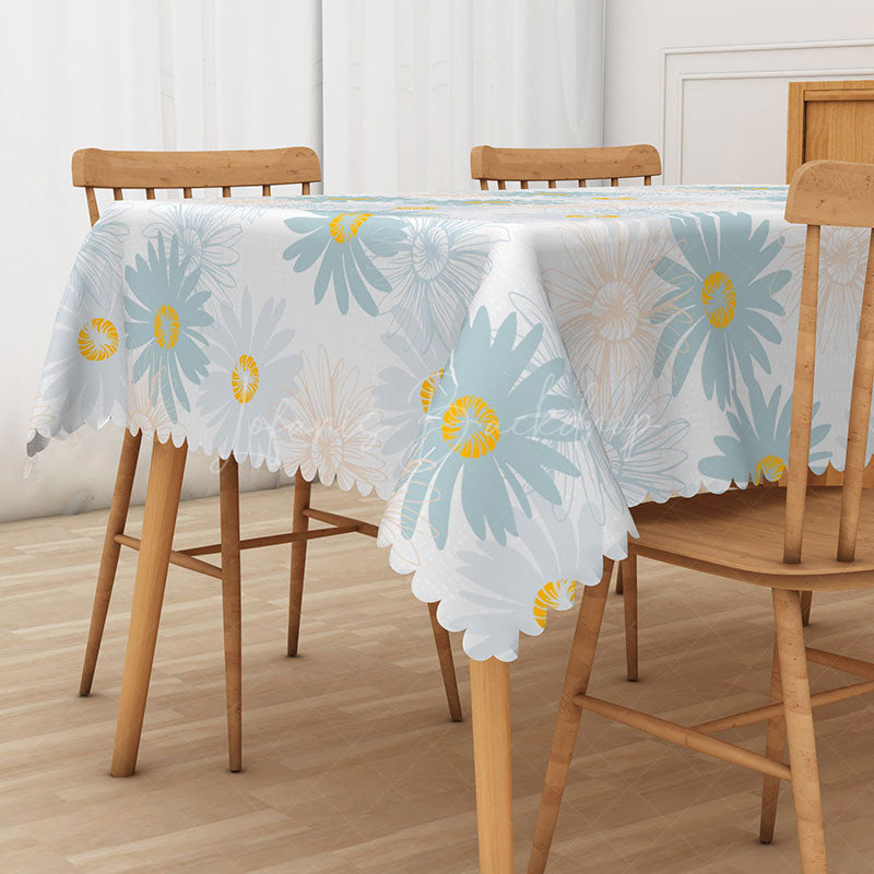 Lofaris Fresh Daisy Rectangle Tablecloth in Macaron Pastel Colors for Spring Party and Cheerful Kitchen Decor