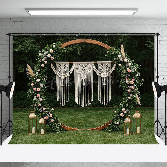 Lofaris Fresh Floral Boho Circular Outdoor Wedding Backdrop