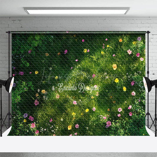 Lofaris Fresh Floral Grass Green Spring Photography Backdrop
