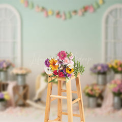 Lofaris Fresh Floral Trojan Windows Cake Smash Backdrop