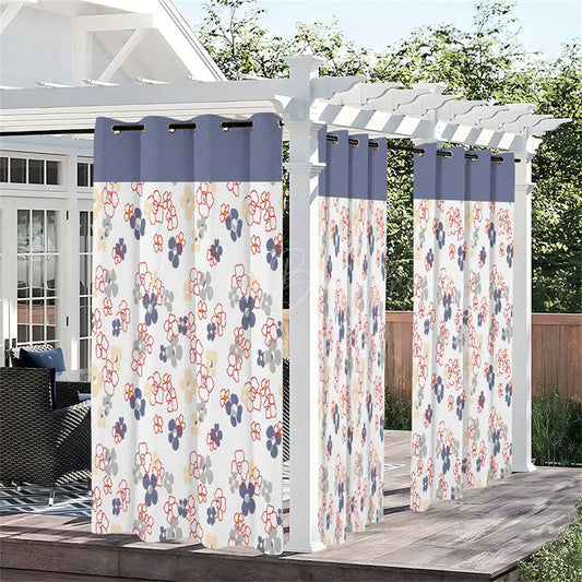 Lofaris Fresh Flowers Waterproof Printed Outdoor Curtains