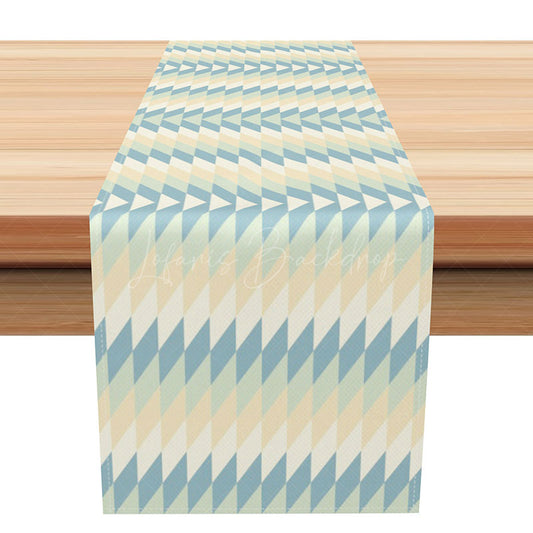 Lofaris Fresh Geometric Table Runner with Repeating Diamond Shapes Simple and Modern Kitchen Decor in Pastel Colors