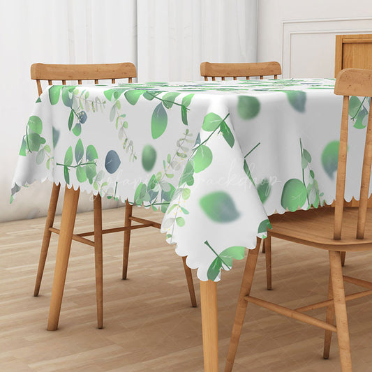 Lofaris Fresh Green Boho Leaf Tablecloth for Spring Botanical Design Modern Kitchen and Dining Decor