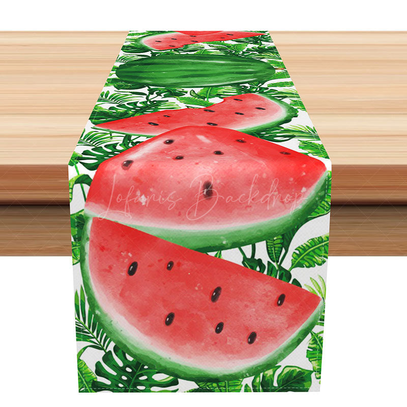 Lofaris Fresh Green Watermelon Summer Table Runner for Tropical Fruit Themed Party and Everyday Kitchen Decor