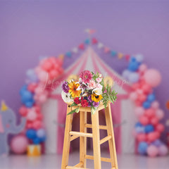 Lofaris Fresh Macaron Colored Circus Cake Smash Backdrop