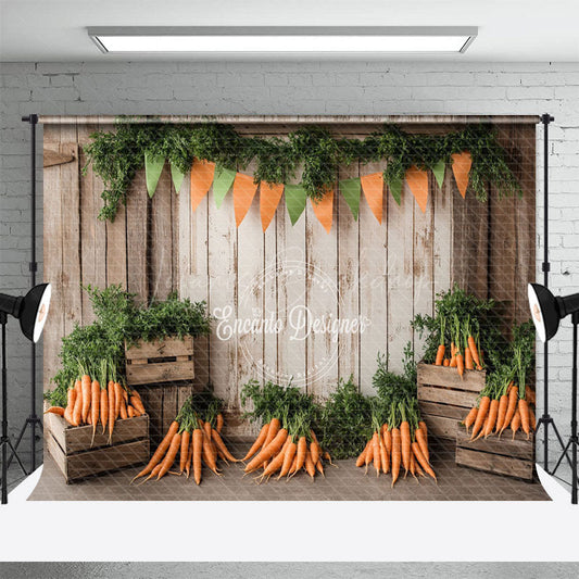 Lofaris Fresh Orange Carrots Wooden Crates Natural Backdrop