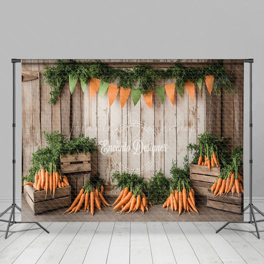 Lofaris Fresh Orange Carrots Wooden Crates Natural Backdrop