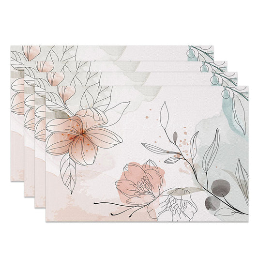 Lofaris Fresh Painted Floral Placemats Set of 4 Sweet and Colorful Design for Spring Garden Party Table Setting